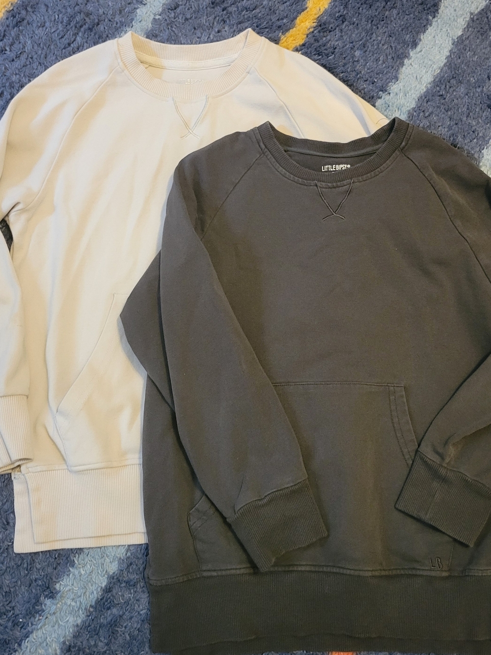 Little Bipsy Crewneck Sweatshirts - Charcoal Gray And Ivory